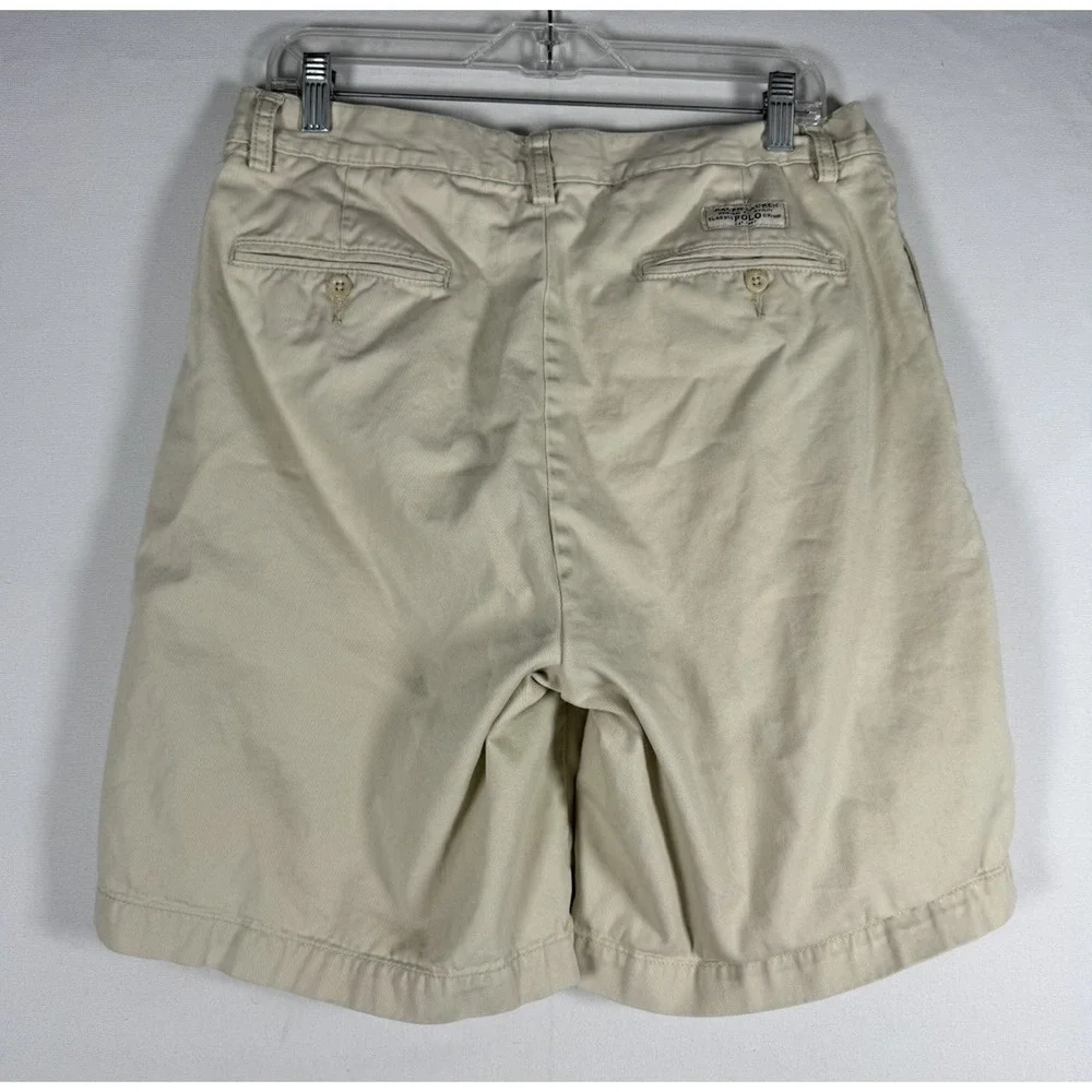 Vintage Polo Ralph Lauren Tyler Shorts Mens 33*/8 Off White Chino Double Pleated
